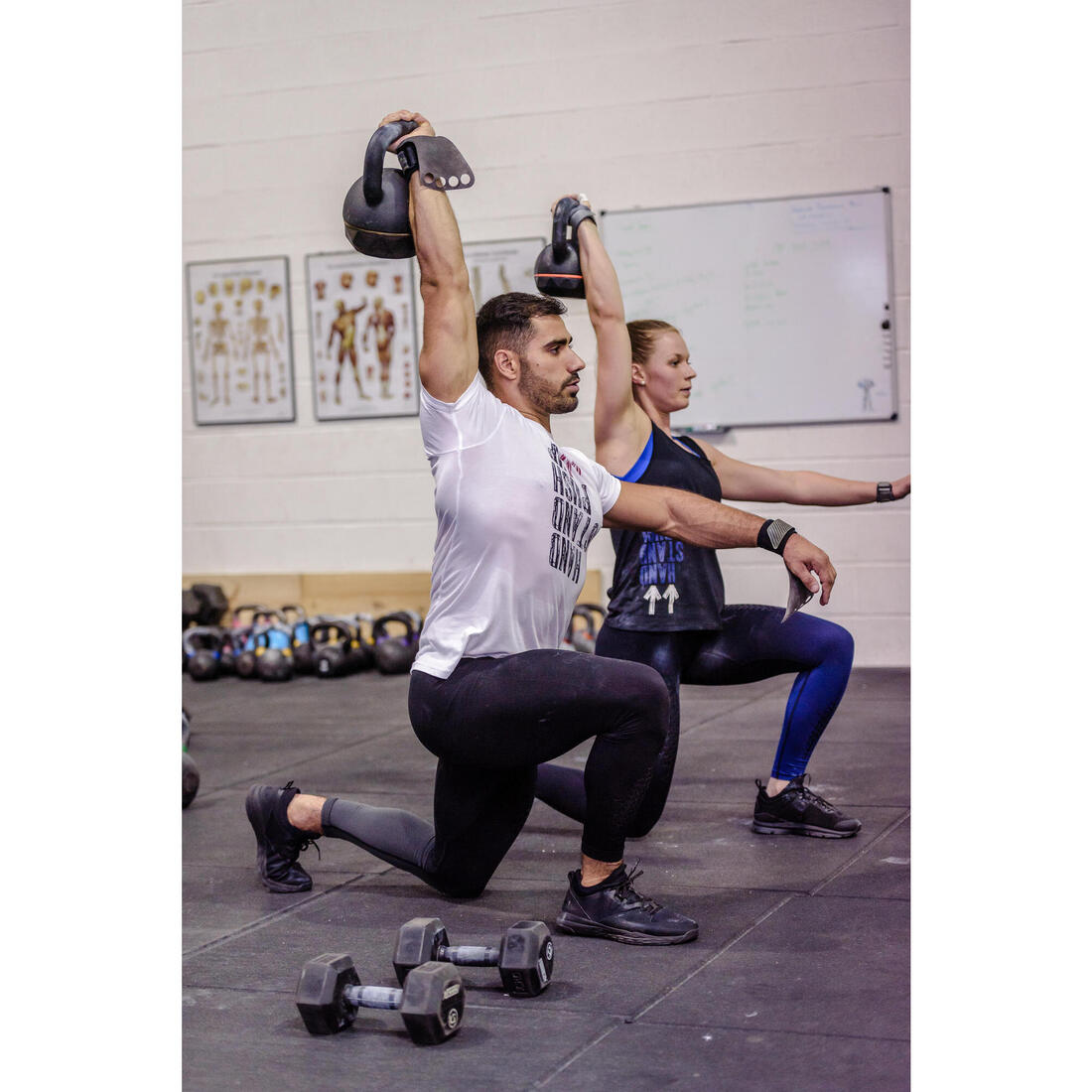 LEGGINGS CROSSTRAINING FEMME  NOIR/BLEU FONCE