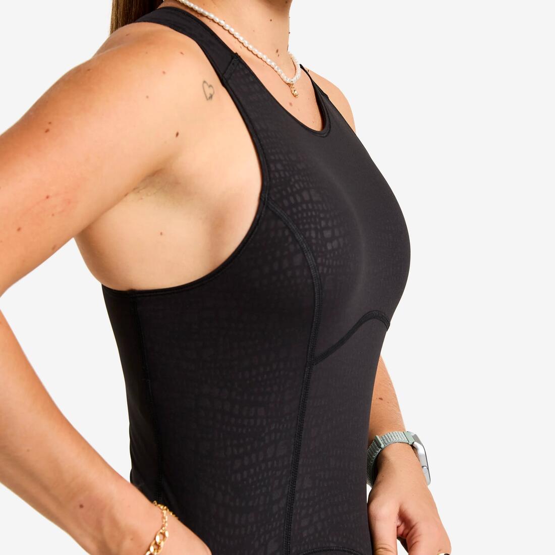Débardeur de sport court galbant femme foncé