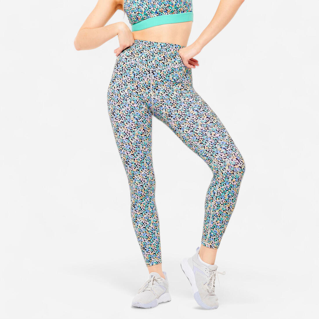 Legging taille haute Fitness Cardio Femme, Imprimé