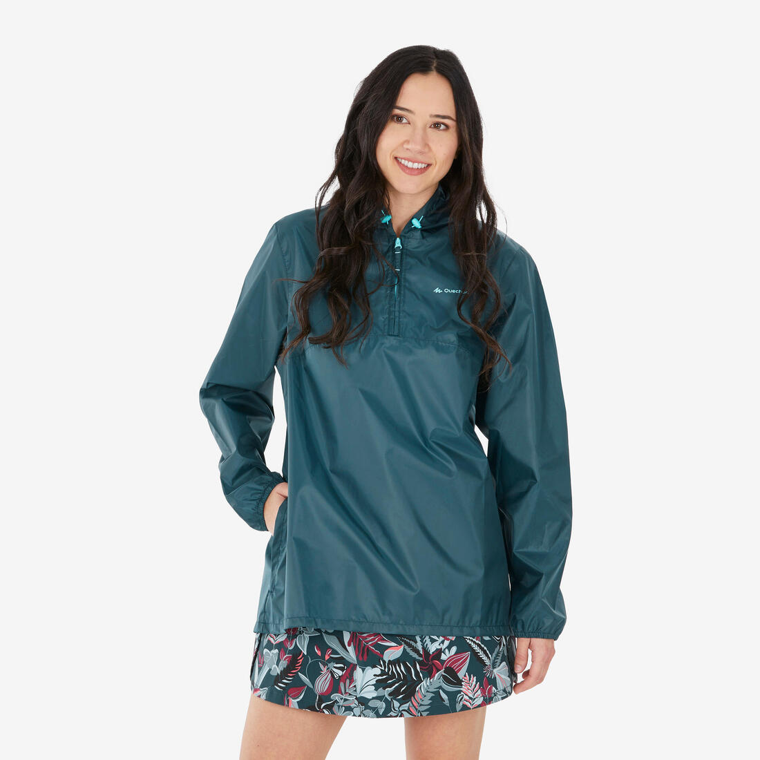 Veste de randonnée  déperlante coupe-vent femme, Raincut 1/2 Zip