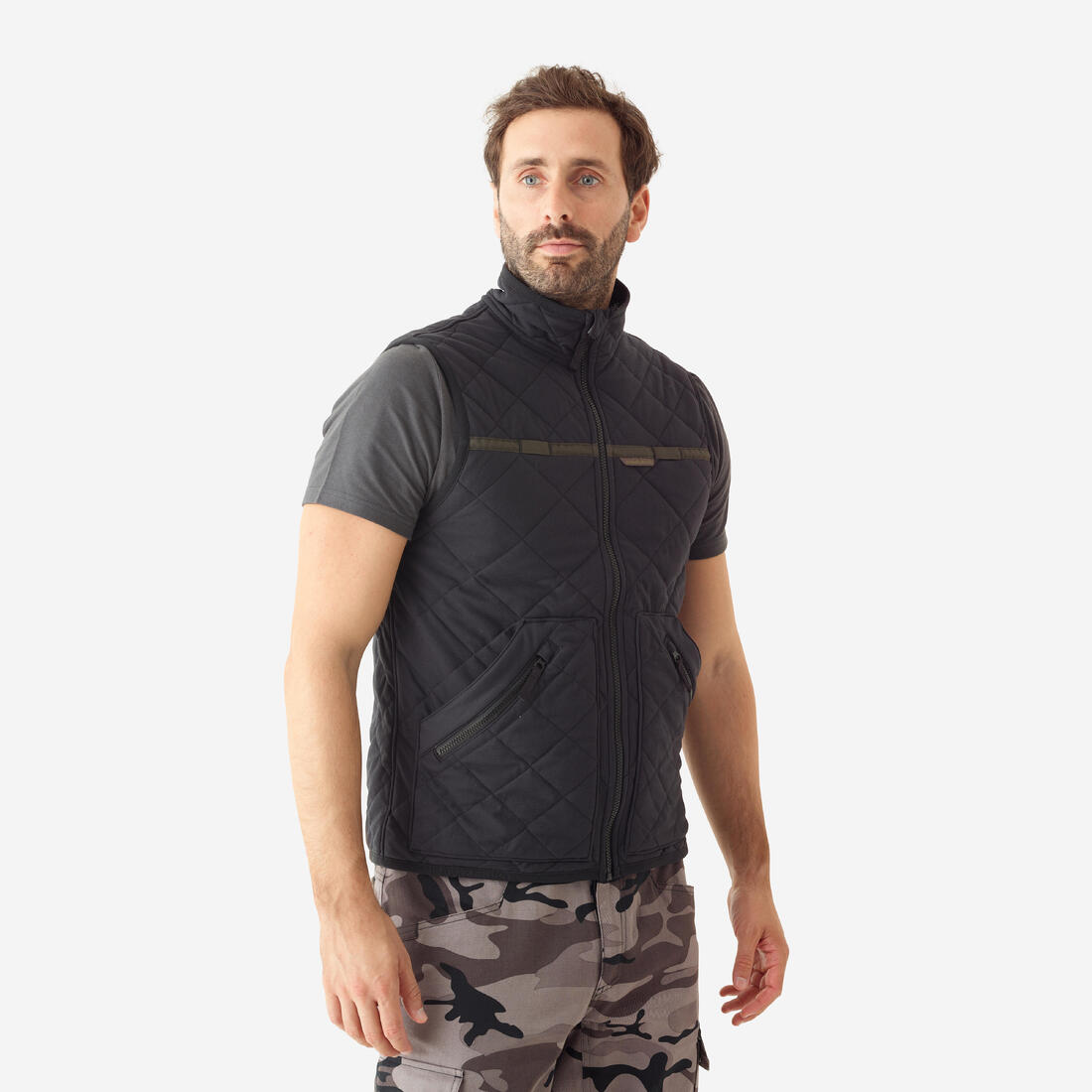 Gilet chasse matelassé silencieux 500. – noir