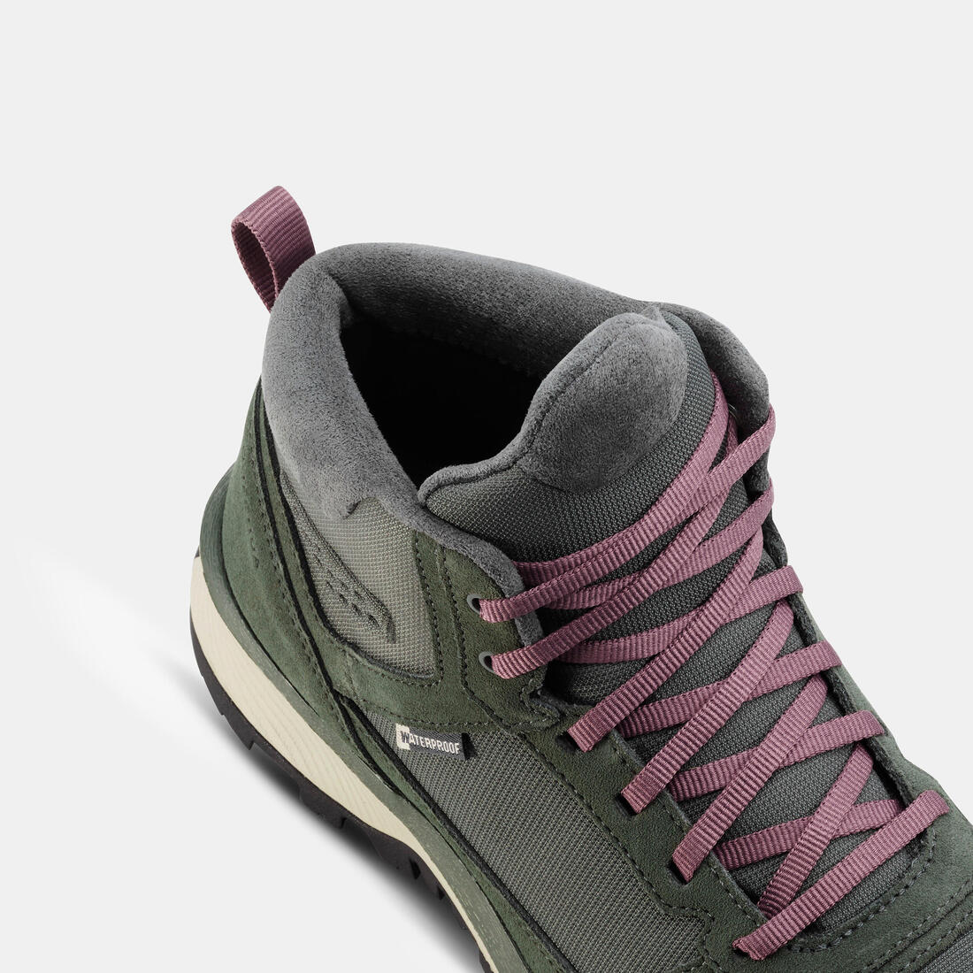 Chaussures de randonnée mid imperméables femme, NH500 Cuir WP