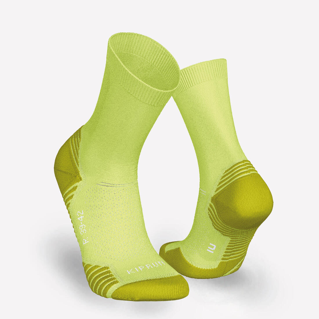 Lot de 2 paires de chaussettes running mi-mollet épaisses, KIPRUN Core blanches