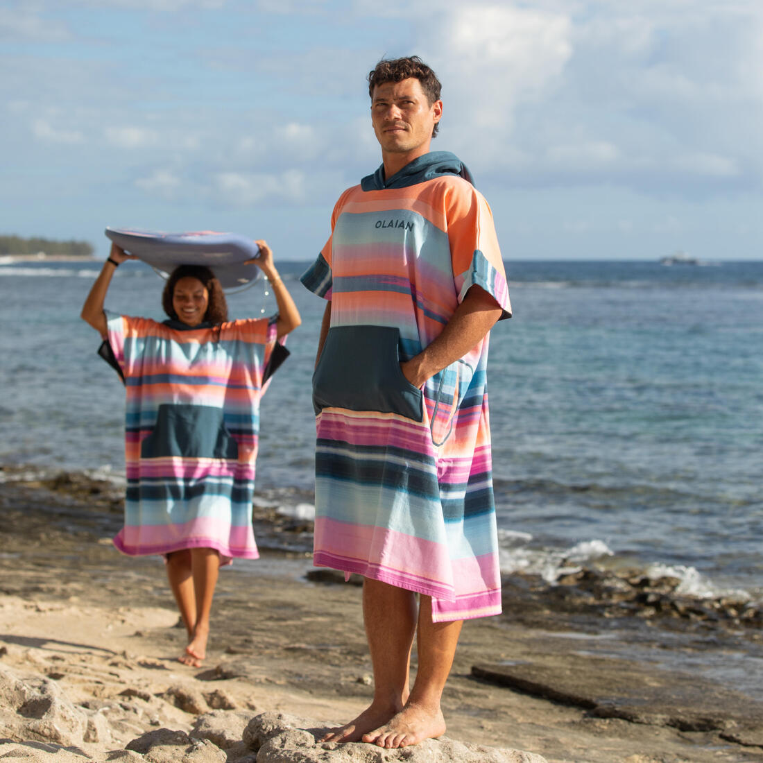 Poncho de plage surf adulte à partir de 150 cm, 500 Sunset