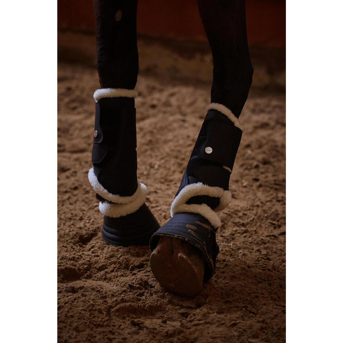 Guêtres dressage équitation fermées mouton synthétique Cheval - 500 noires x2