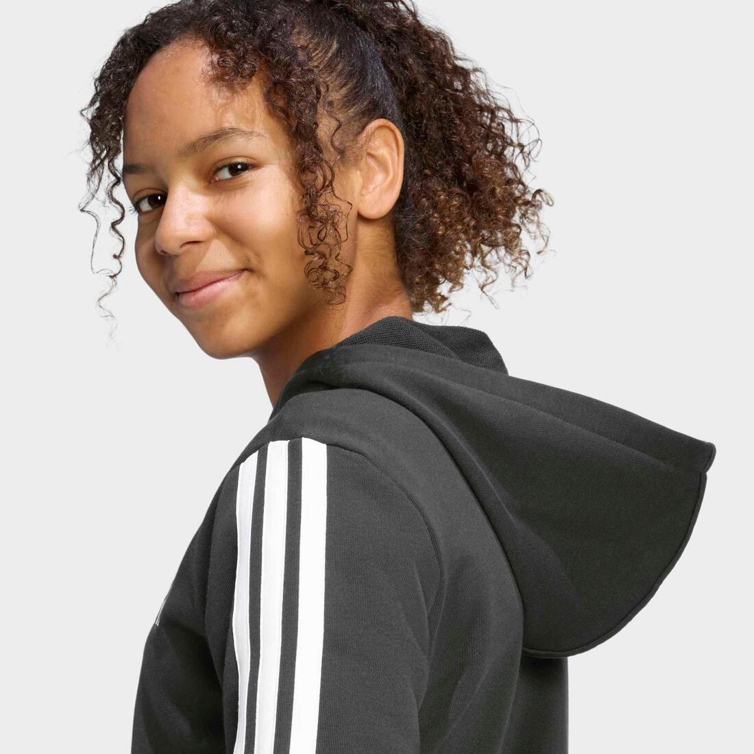 Sweat à capuche zippé fille en coton, noir