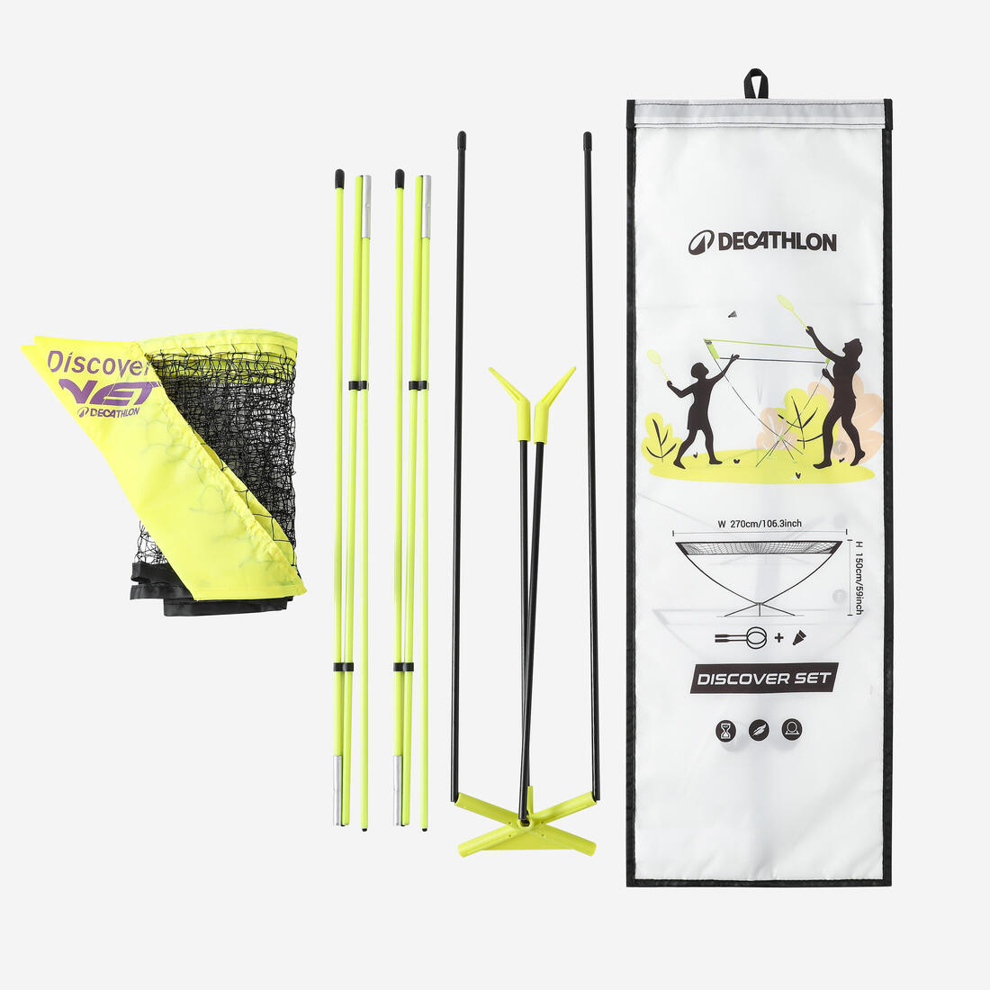 Set Filet de Badminton Portable Discover Set 3M V2 - Jaune