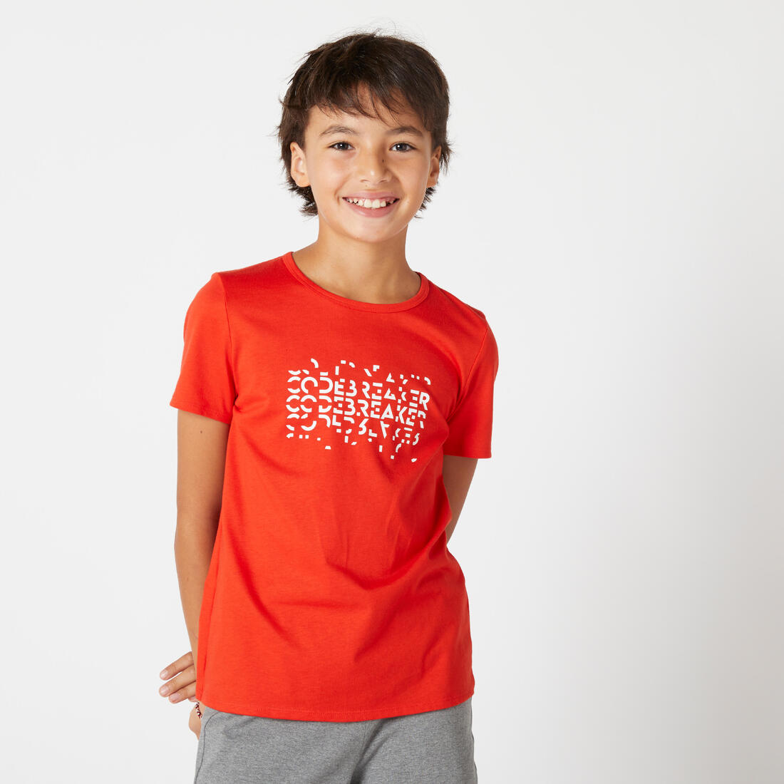 T-shirt enfant coton - Basique bleu jean avec imprimé