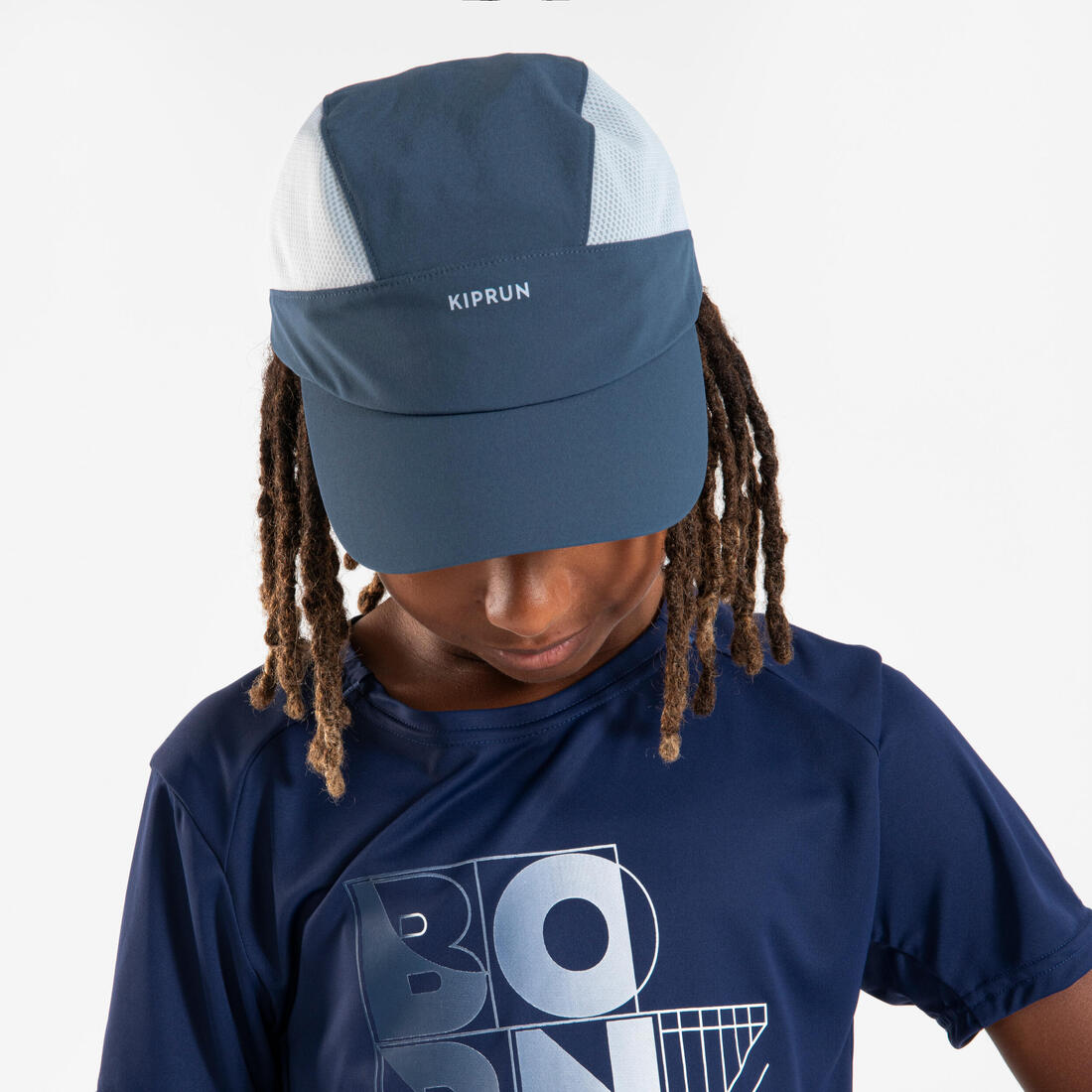 Casquette de running Enfant respirante - KIPRUN Run Dry Marine Verte