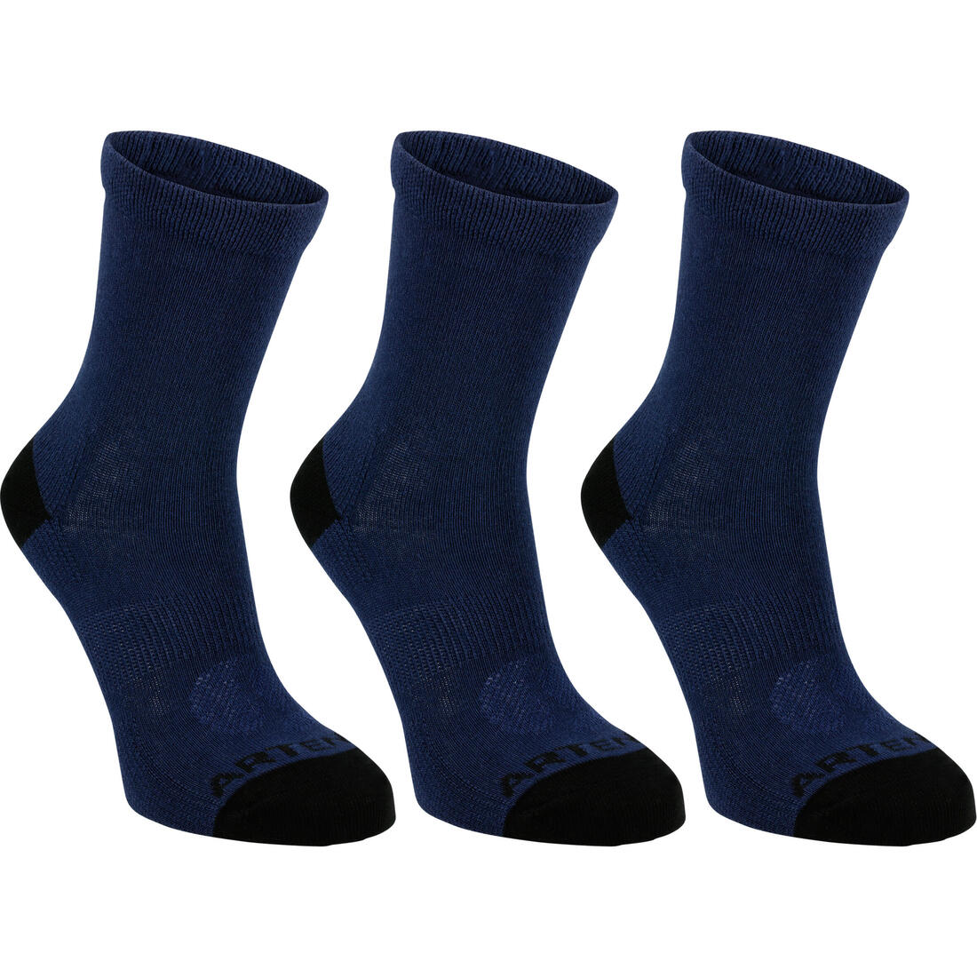 CHAUSSETTES DE SPORT ENFANT HAUTES ARTENGO RS 160 BLANC MARINE BLANC LOT DE 3