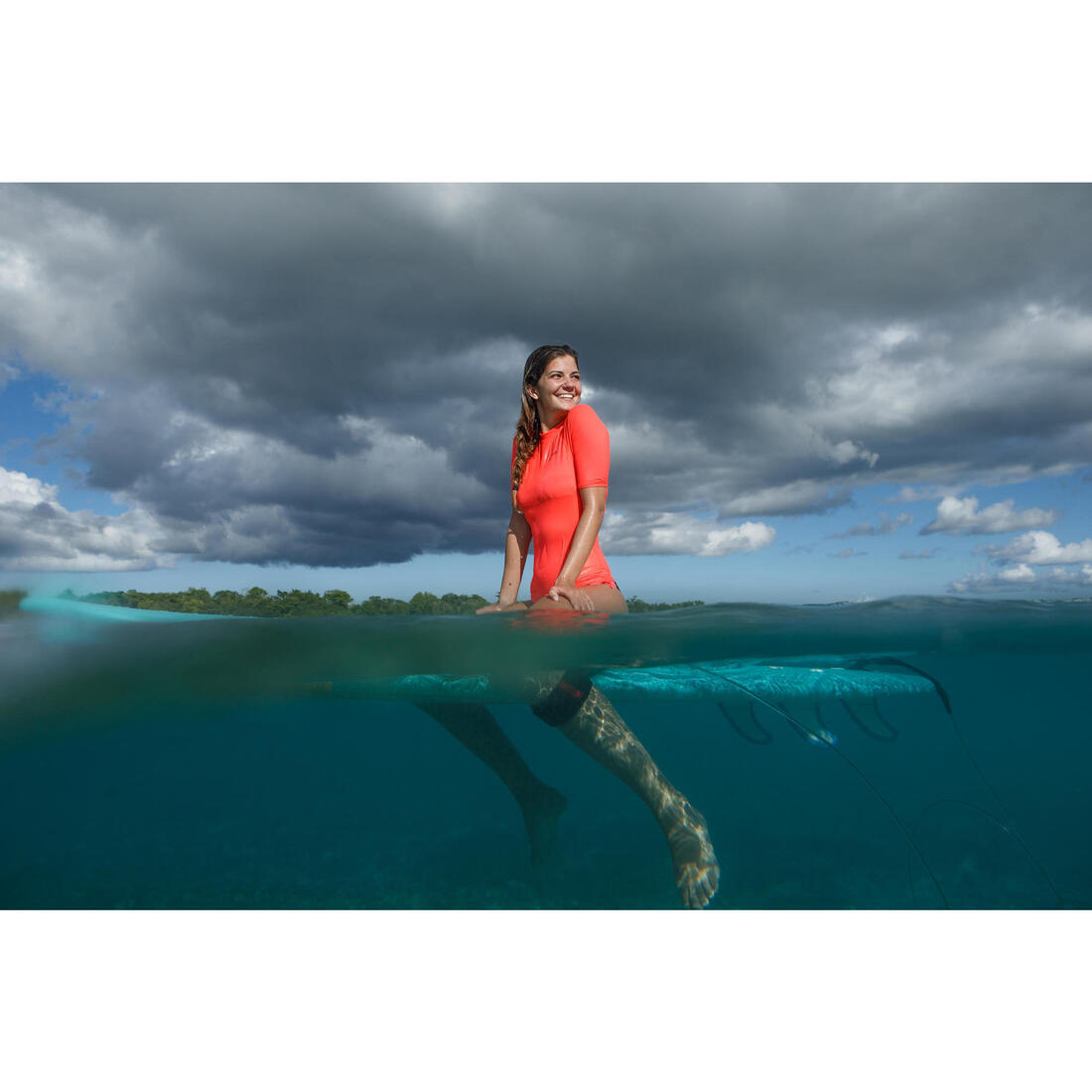 Tee shirt anti uv surf top 100 manches courtes femme