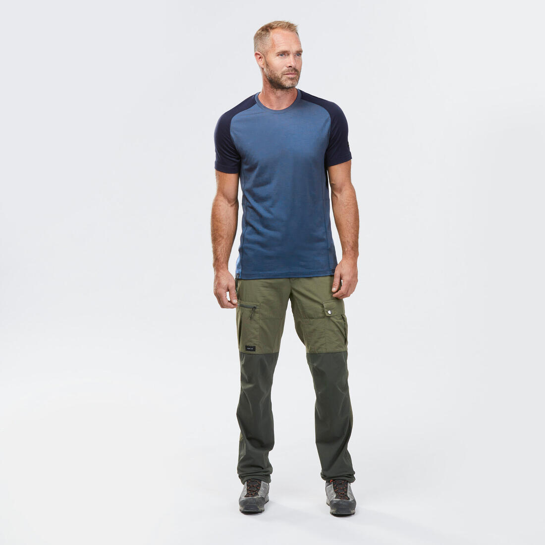 T-shirt de trek manches courtes en laine mérinos  - homme - mt500