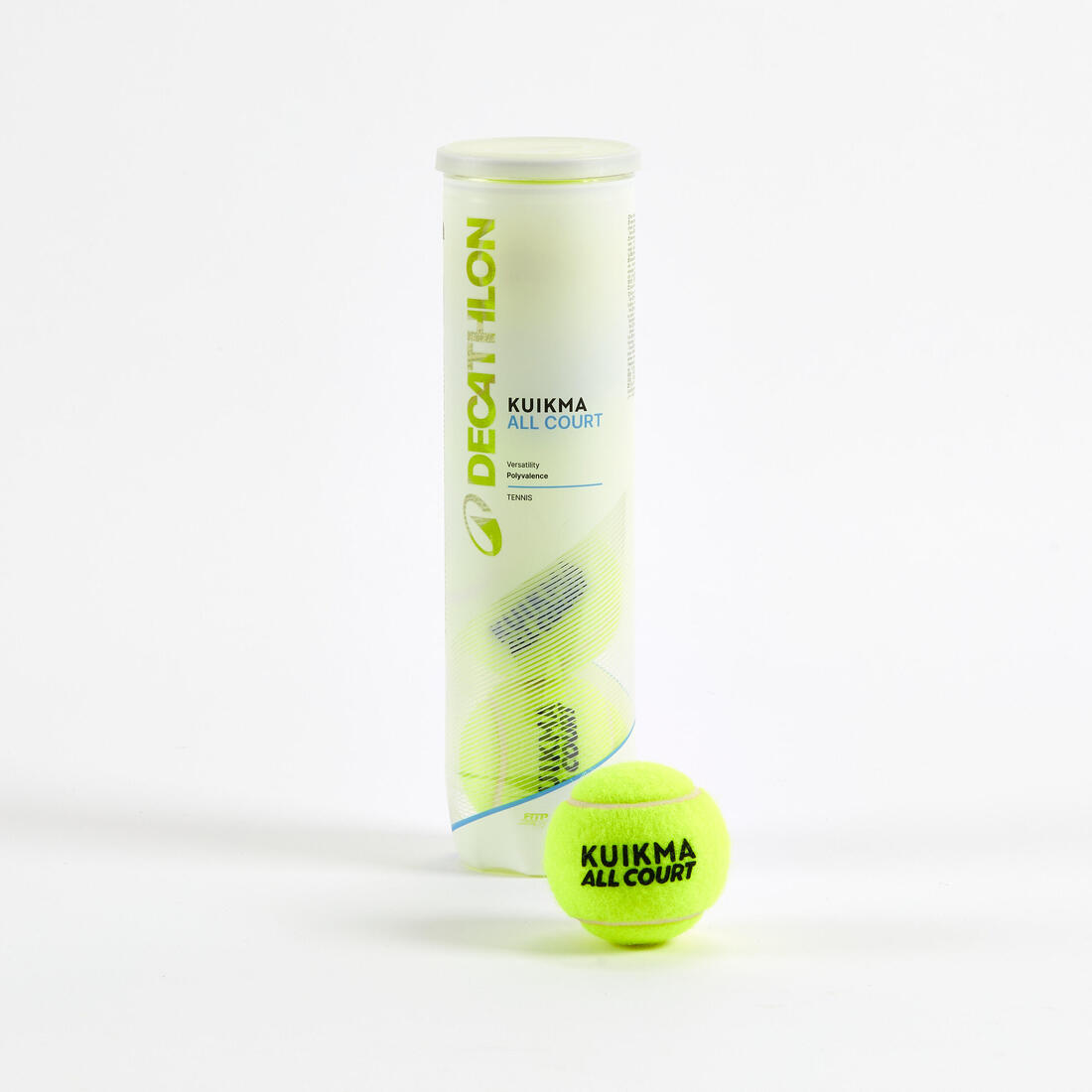 Balle de tennis polyvalente entrainement tube de 4, Kuikma All Court