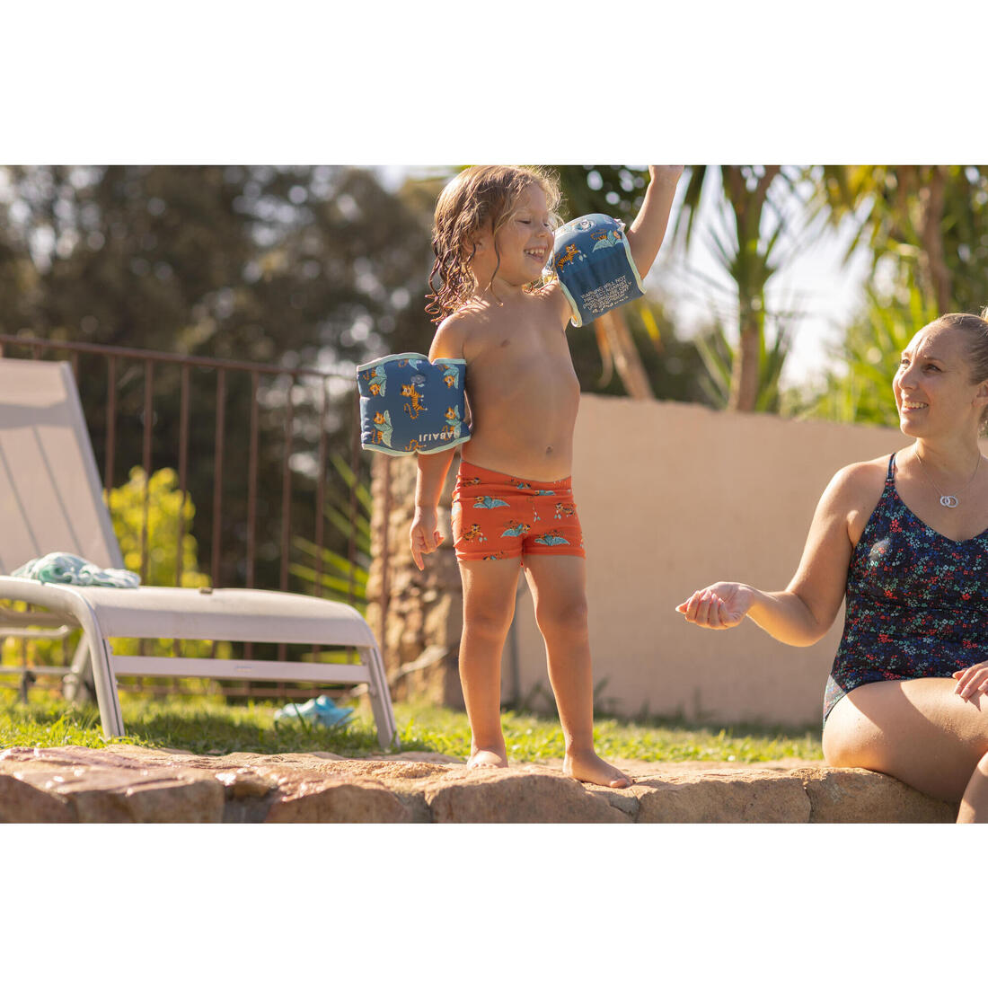Boxer de bain bébé / enfant bleu imprimé crabes