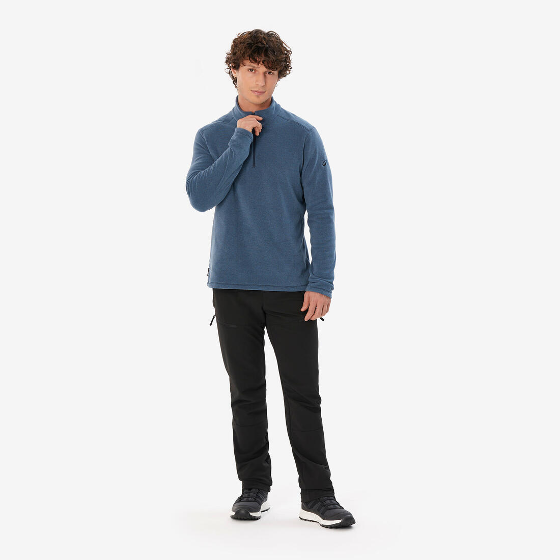 Polaire de randonnée montagne homme, MH100 demi zip bleu