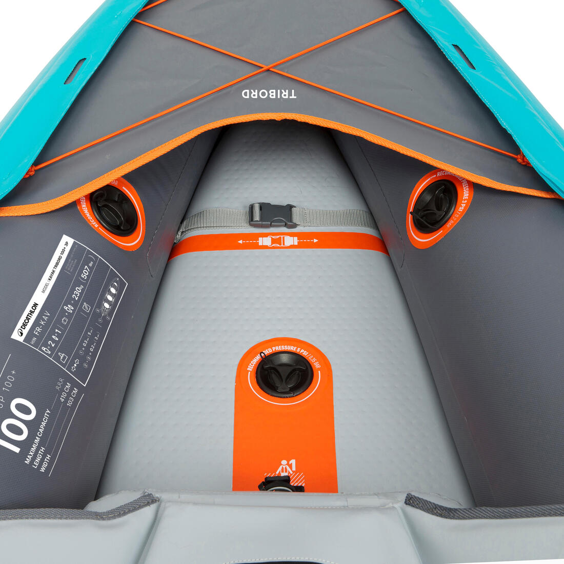 Canoë kayak gonflable 2/3 places - Tribord 100+ Bleu