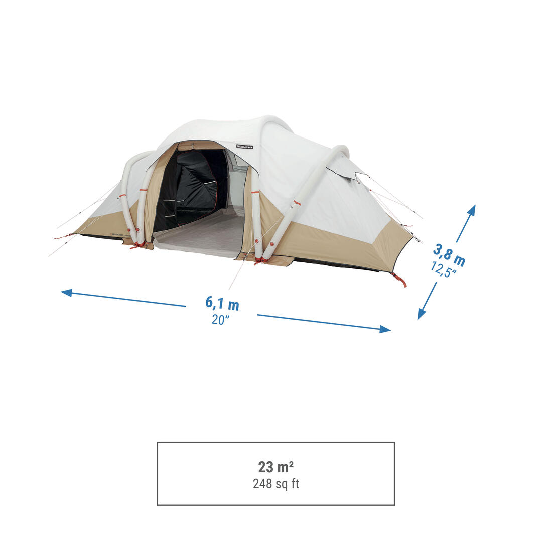 Tente de camping gonflable 4 places 2 chambres, Fresh & Black, Air Seconds 4.2
