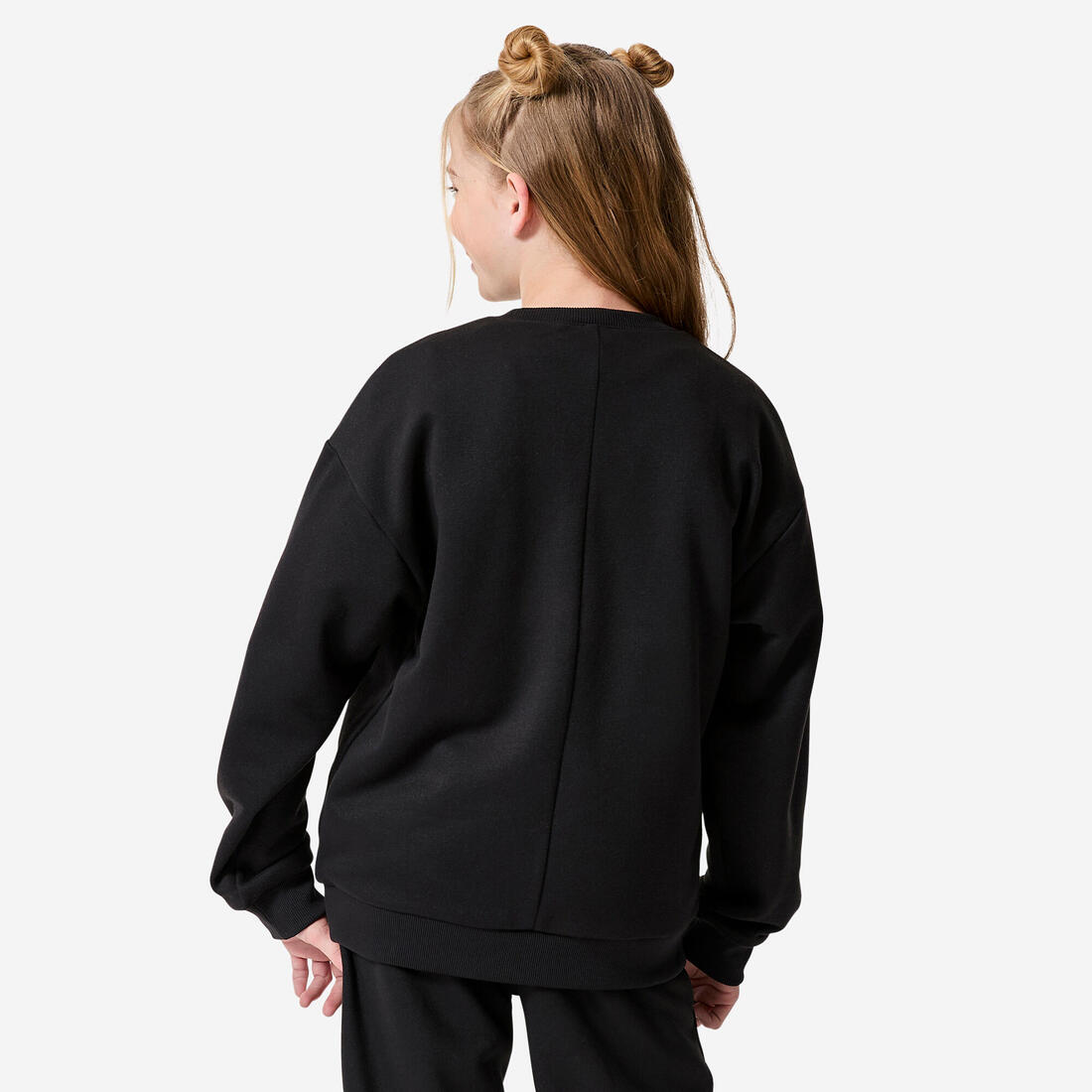 Sweat col rond en molleton chaud enfant, noir