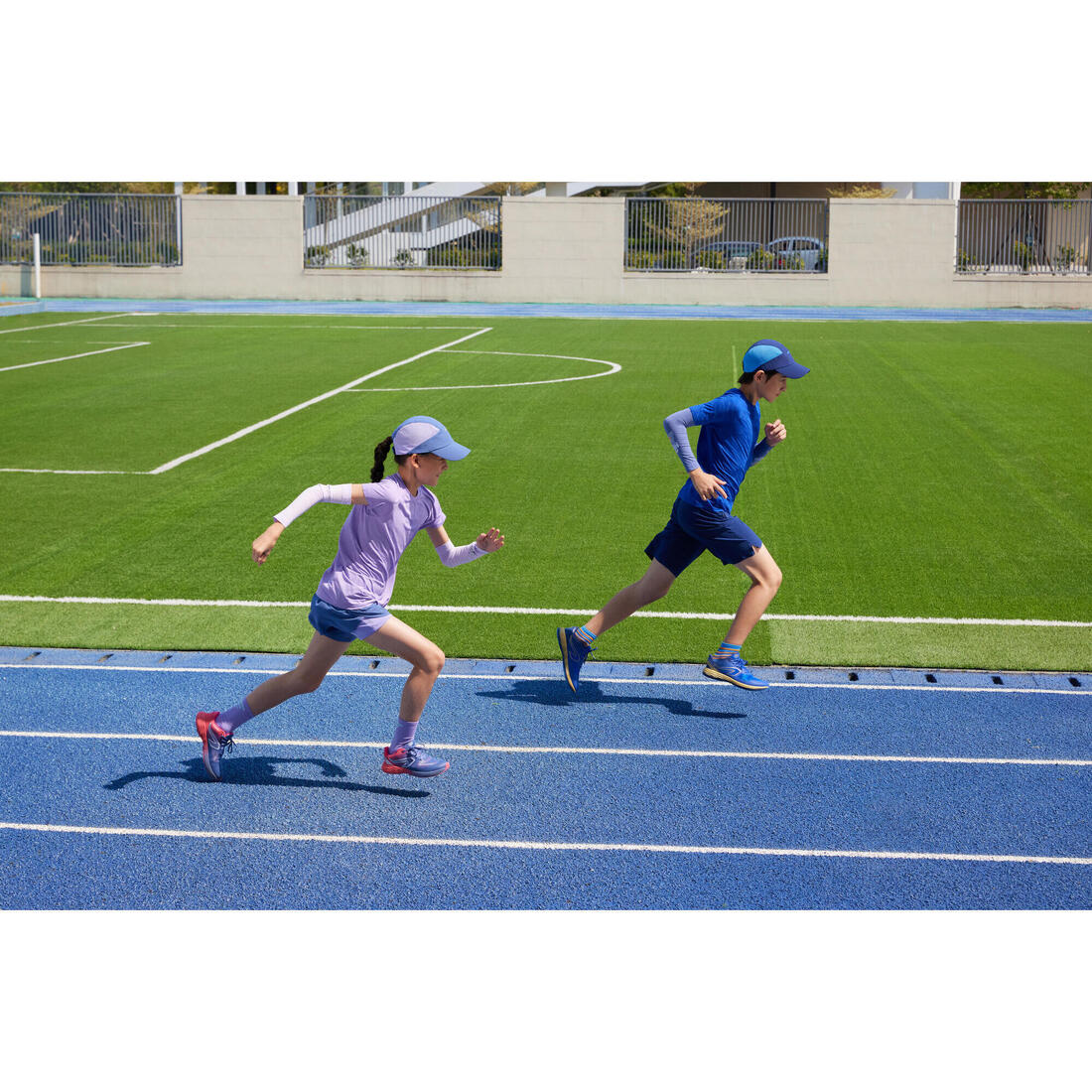 Casquette de running Enfant respirante - KIPRUN Run Dry Marine Verte