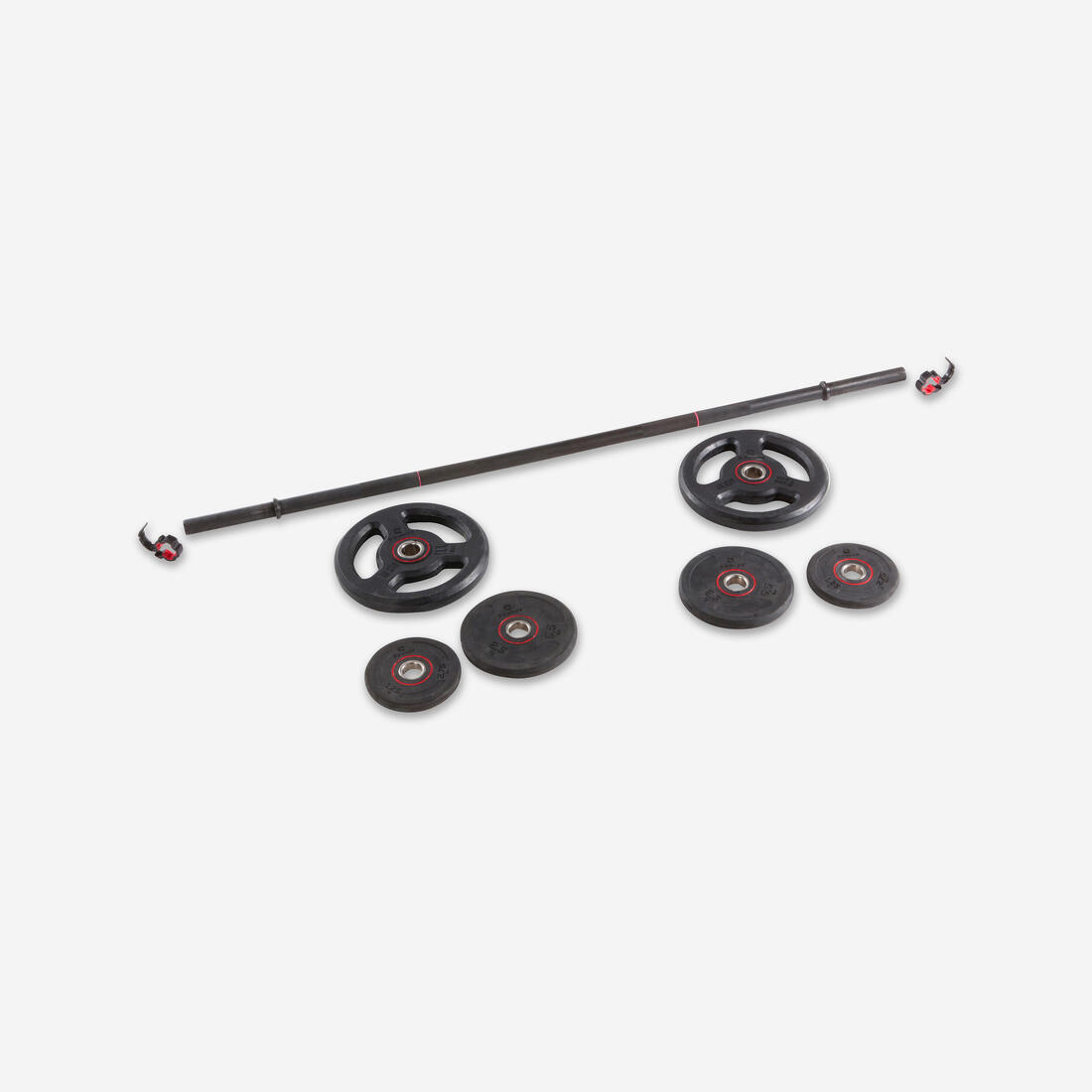 Kit 20 kg barre et poids de musculation 1,30 m 28mm, fonte en partie recyclée