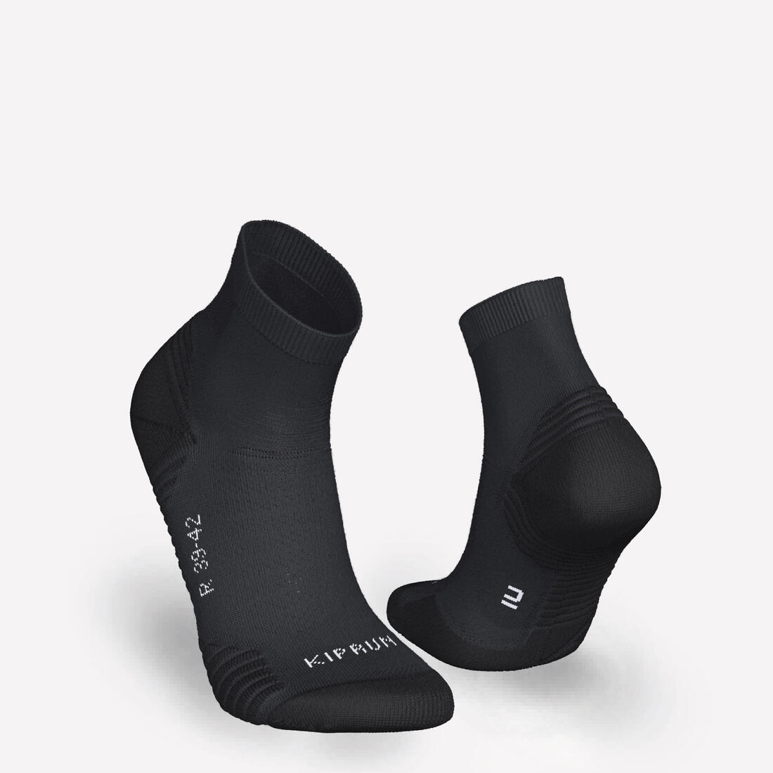 LOT de 2 PAIRES de CHAUSSETTES DE RUNNING RUN500 EPAISSES MID NOIRES