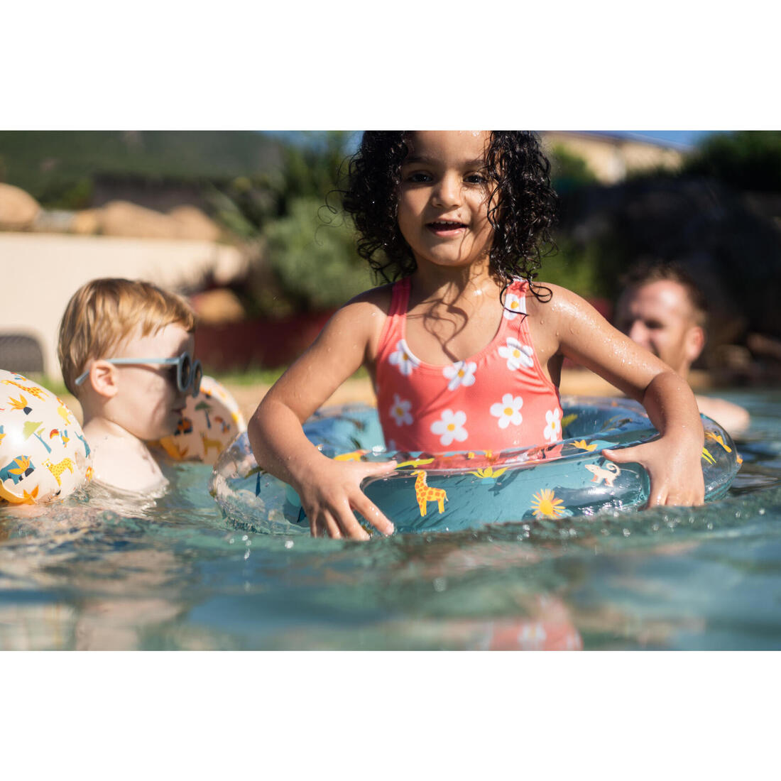 Bouée piscine gonflable  65 cm transparente savane