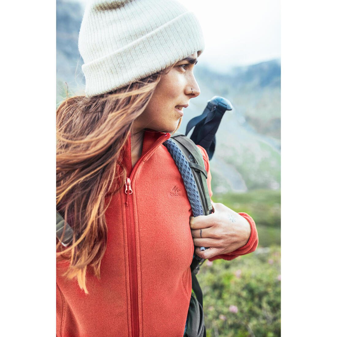 Polaire de randonnée montagne femme, MH100 full zip