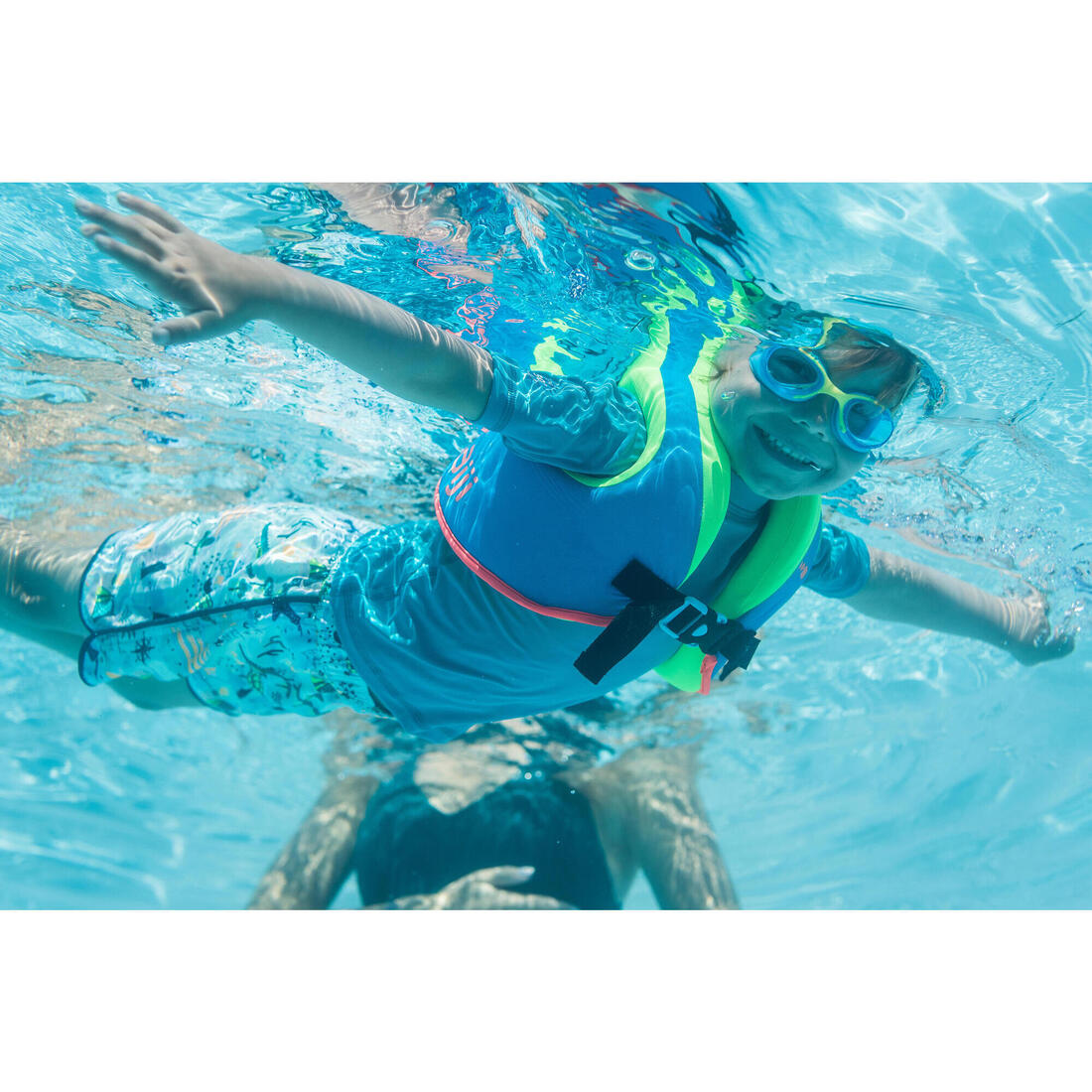 Gilet de natation SWIMVEST+ bleu-vert -25-35 kg