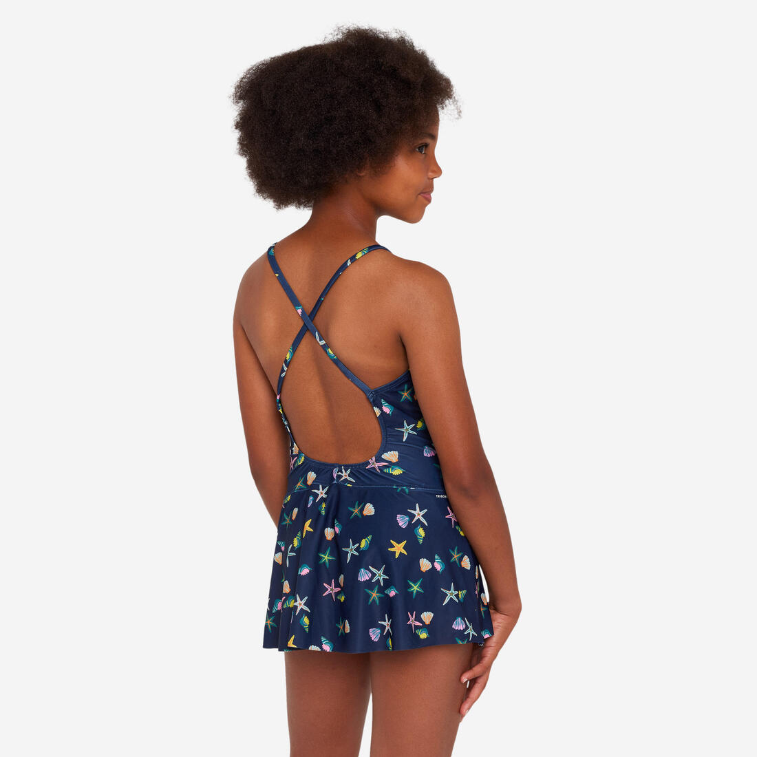 Maillot de bain 1 pièce jupette natation Fille - 100 Lila