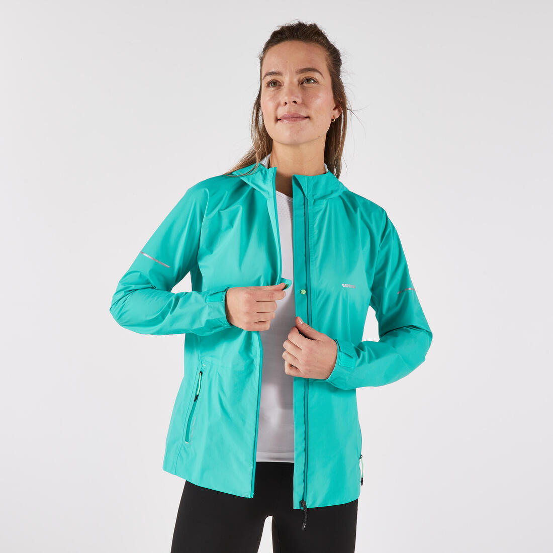 Veste running imperméable Femme, Kiprun Run Rain 900 gris foncé