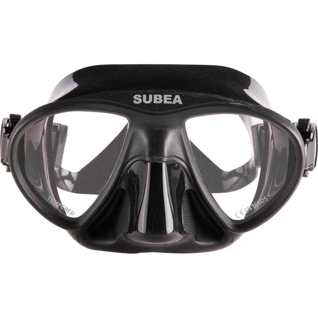 Masque d'apnée et de chasse sous-marine micro volume, 900 dual noir