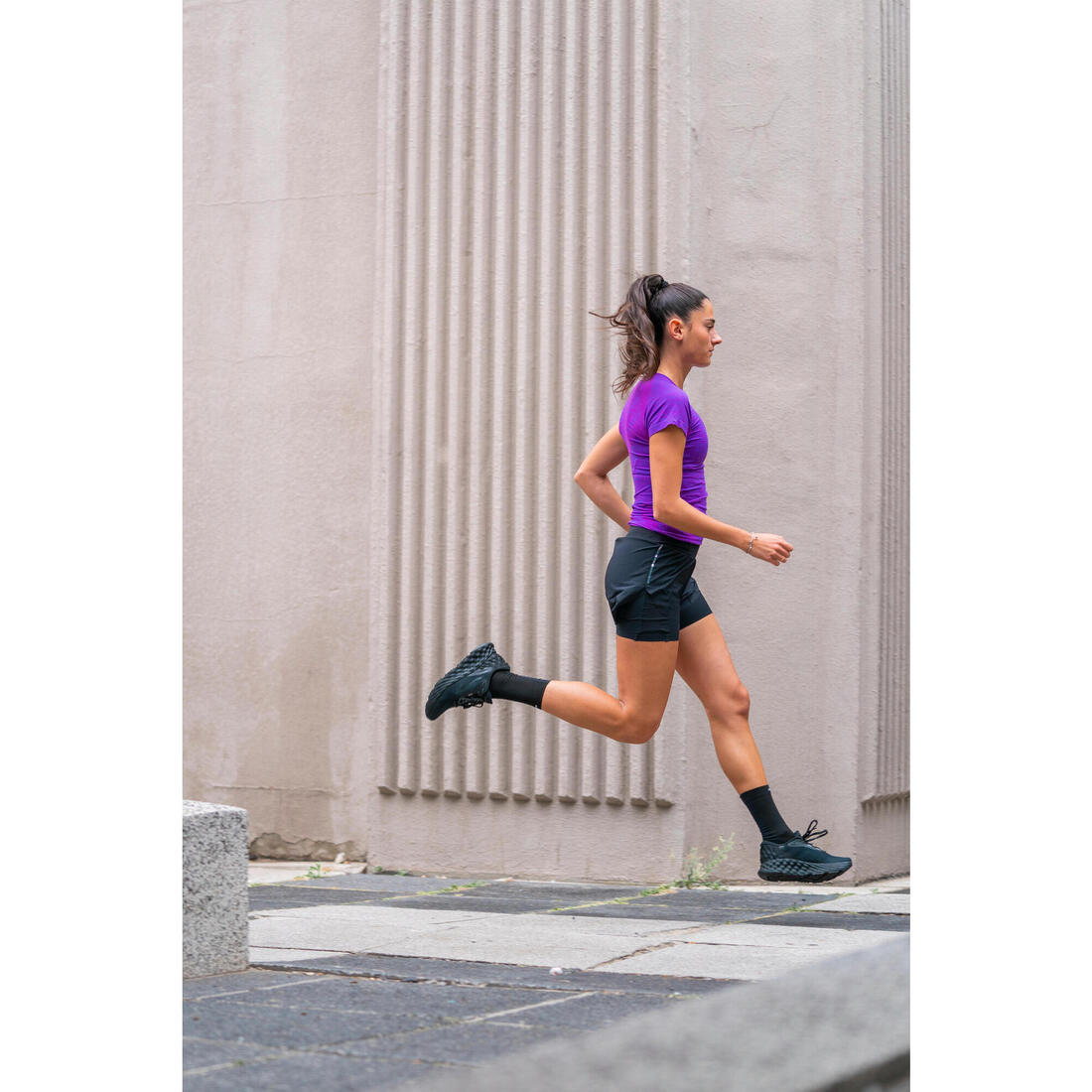 Short 2 en 1 running & trail longue distance femme - kiprun run 900 ultra noir