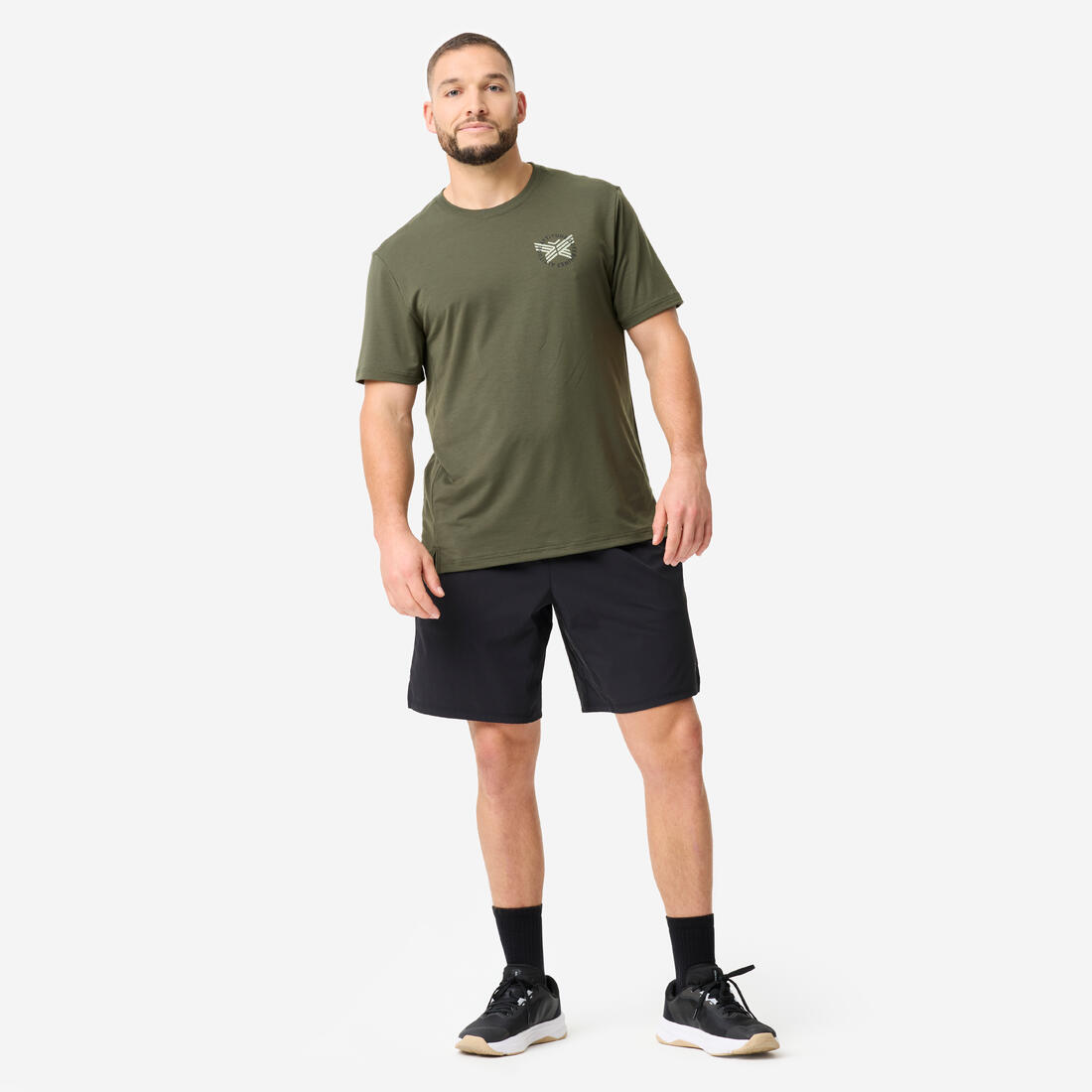 Short de fitness long 23cm homme, noir et