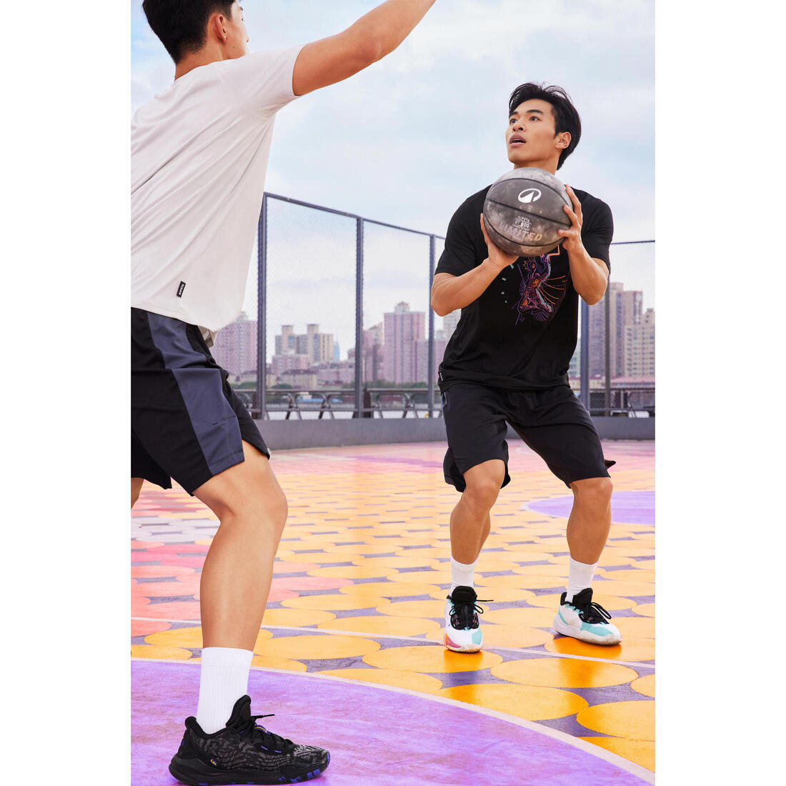 T-SHIRT / MAILLOT DE BASKETBALL HOMME TS500 BLANC 6 PHOTOS
