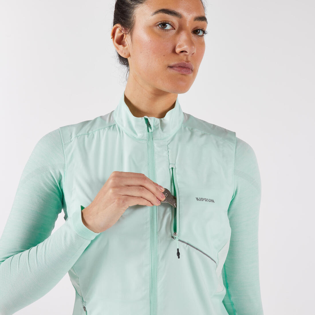 Veste running sans manche coupe vent Femme, KIPRUN Run wind 500
