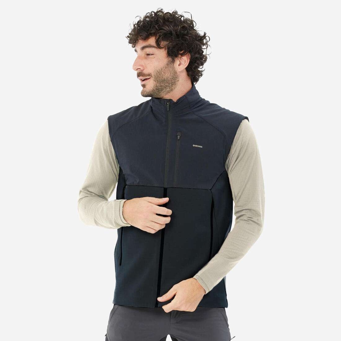 Gilet polaire de randonnée chaud homme, MH500 noir
