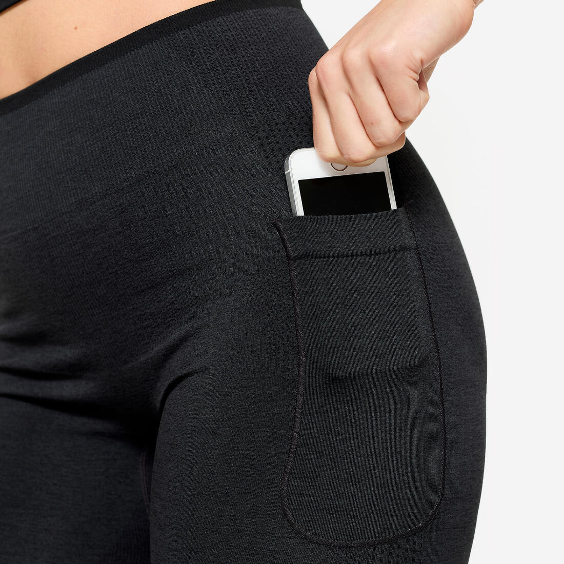 Legging de musculation sans couture femme, gris et