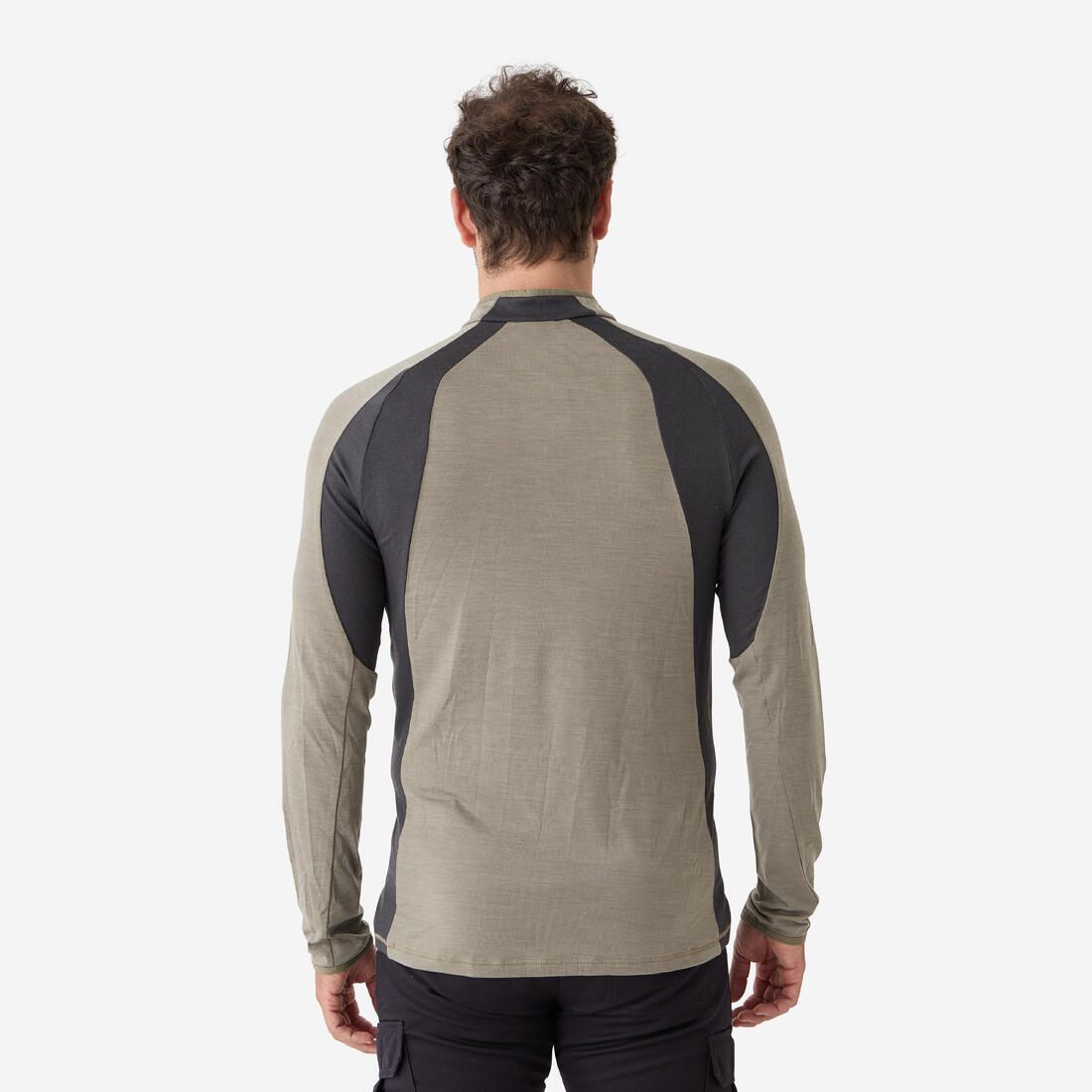 T-shirt manches longues laine mérinos respirant et zippé homme - 900 vert clair