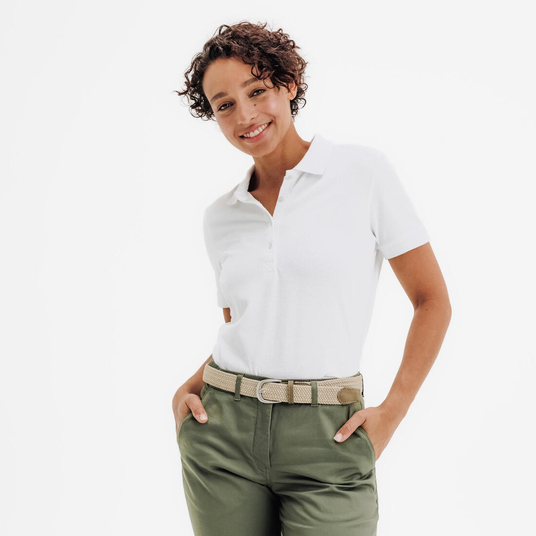 Polo golf en coton polyester manches courtes femme, MW500 beige clair