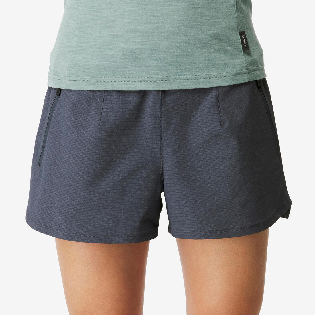 Short court de trekking Femme - TRAVEL 900 bleu – gris ardoise