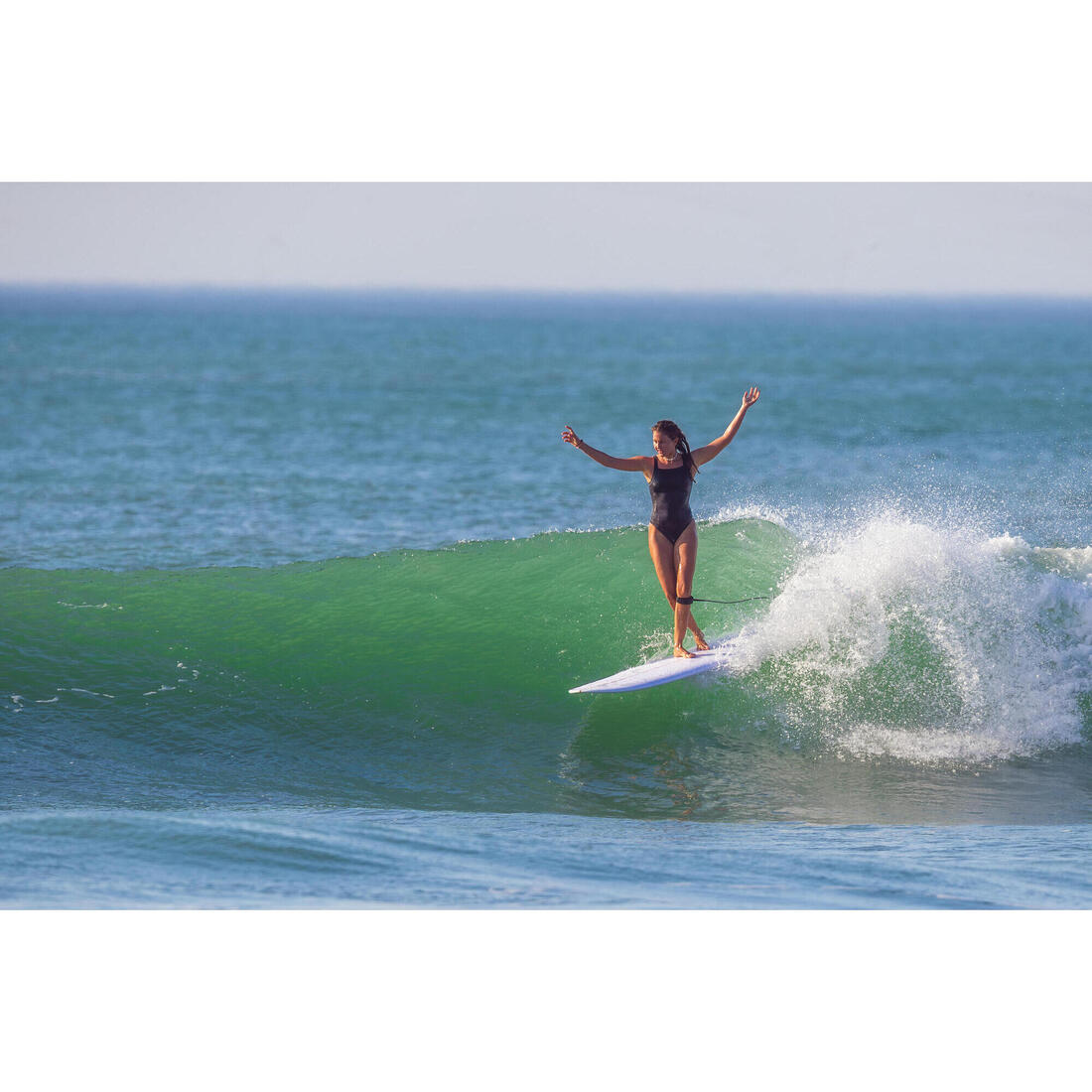 Planche de longboard surf 9'4, 900 Noserider clear blanc
