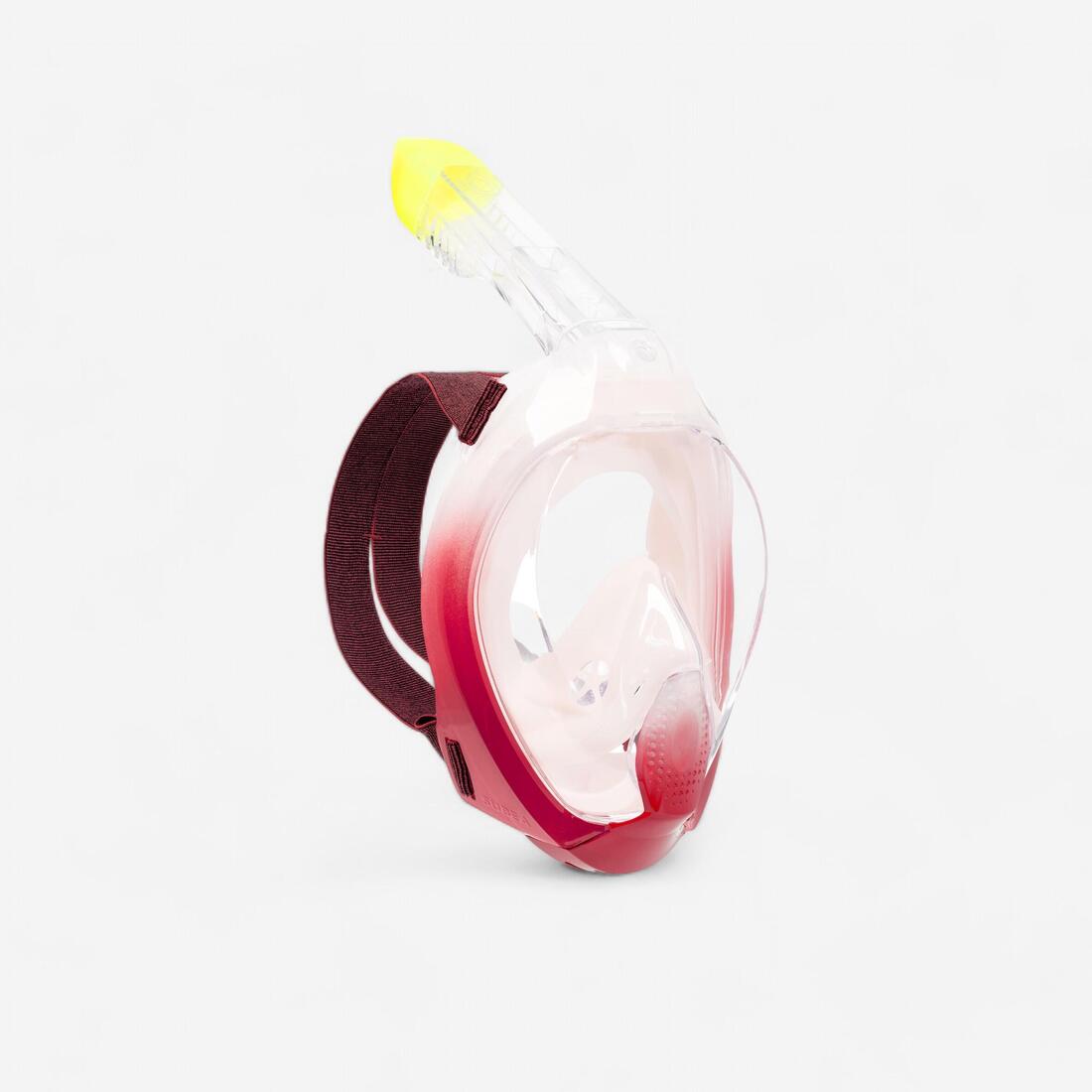 Masque snorkeling surface easybreath + avec valve acoustique > 10 ans - jungl – rouge