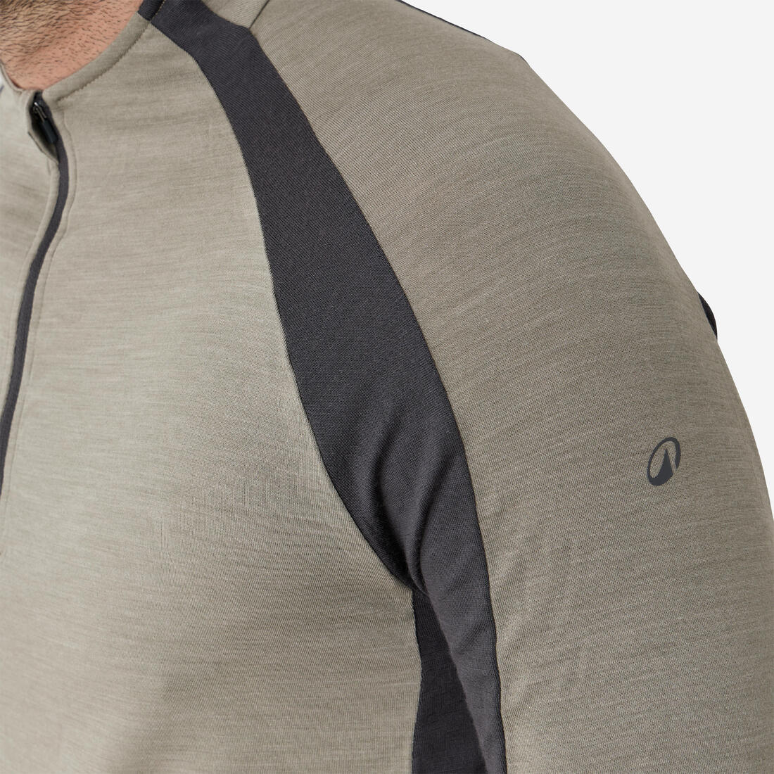 T-shirt manches longues laine mérinos respirant et zippé homme - 900 vert clair