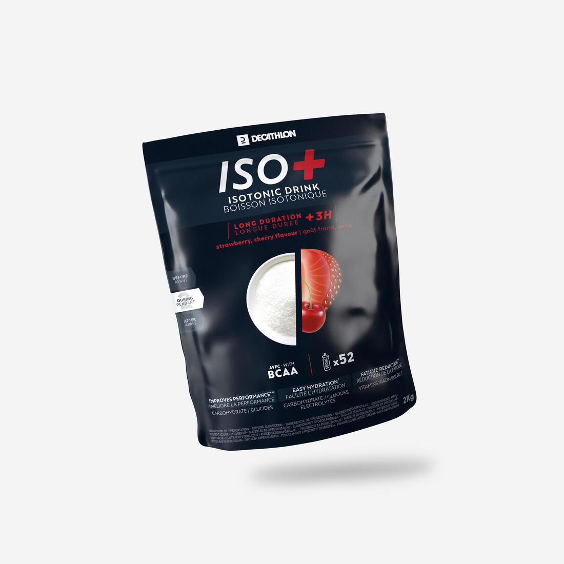 Boisson isotonique en poudre + de 3h fraise cerise, ISO+ 2kg