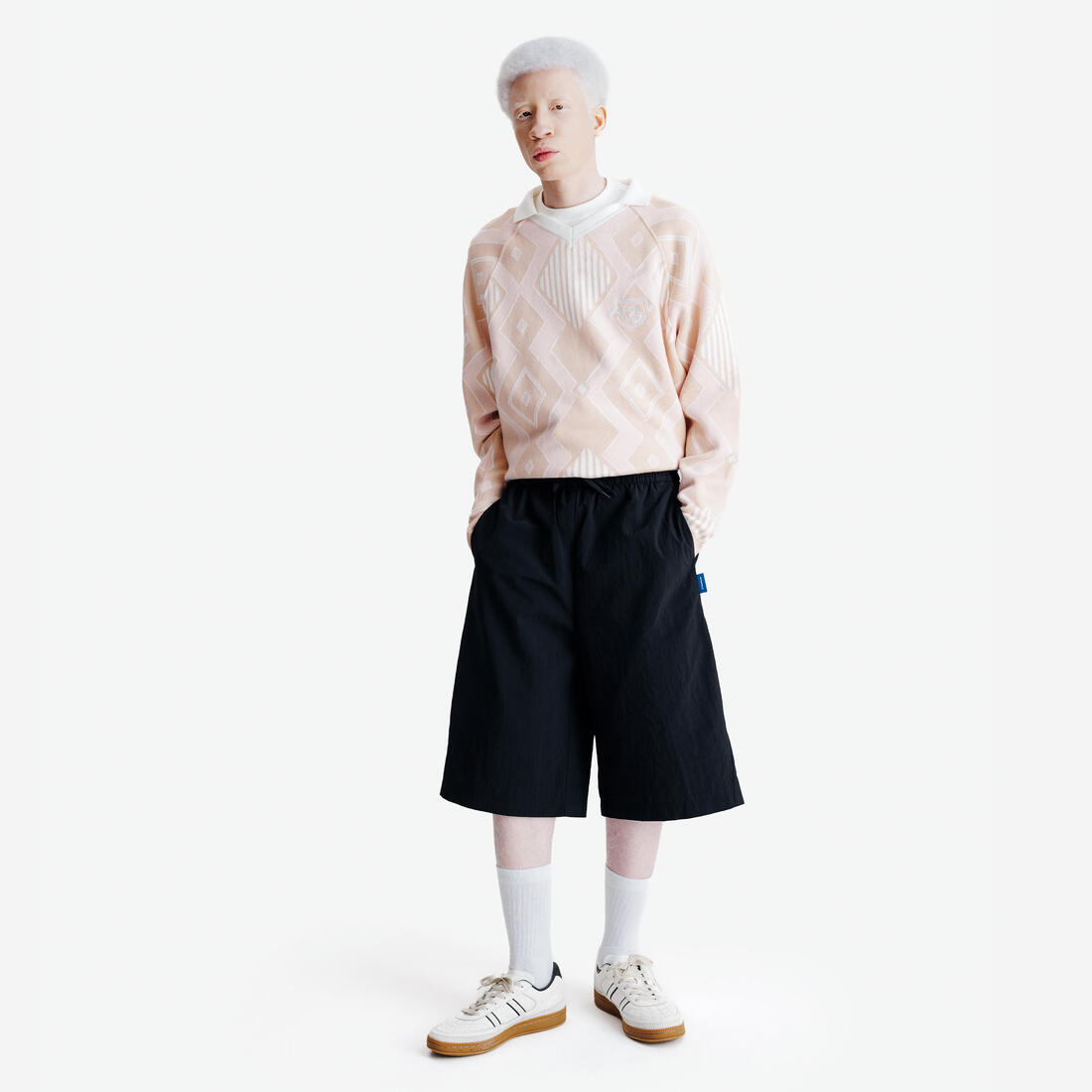 Pull homme, Heritage, rose et blanc
