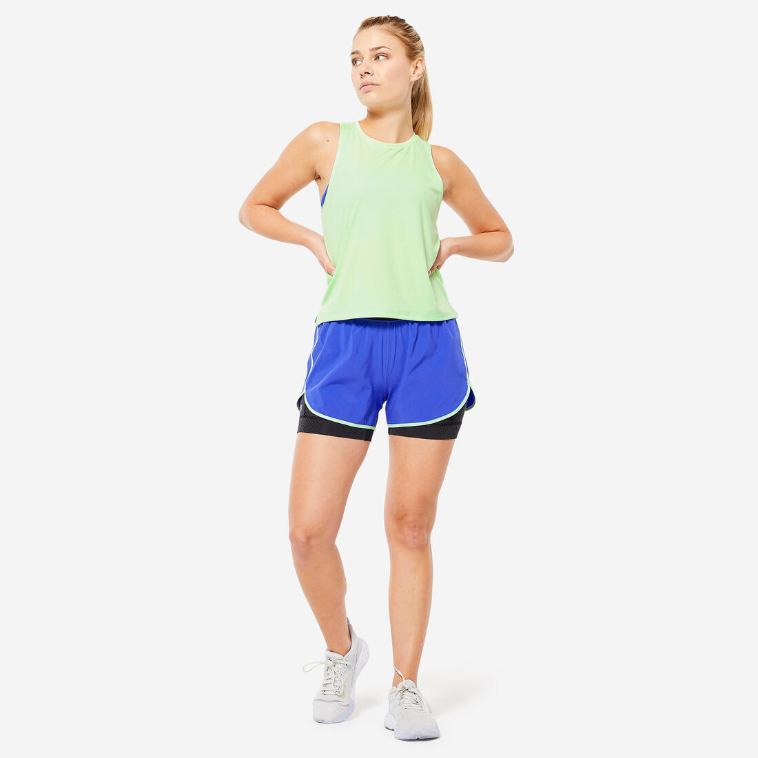 Short de fitness double couche femme