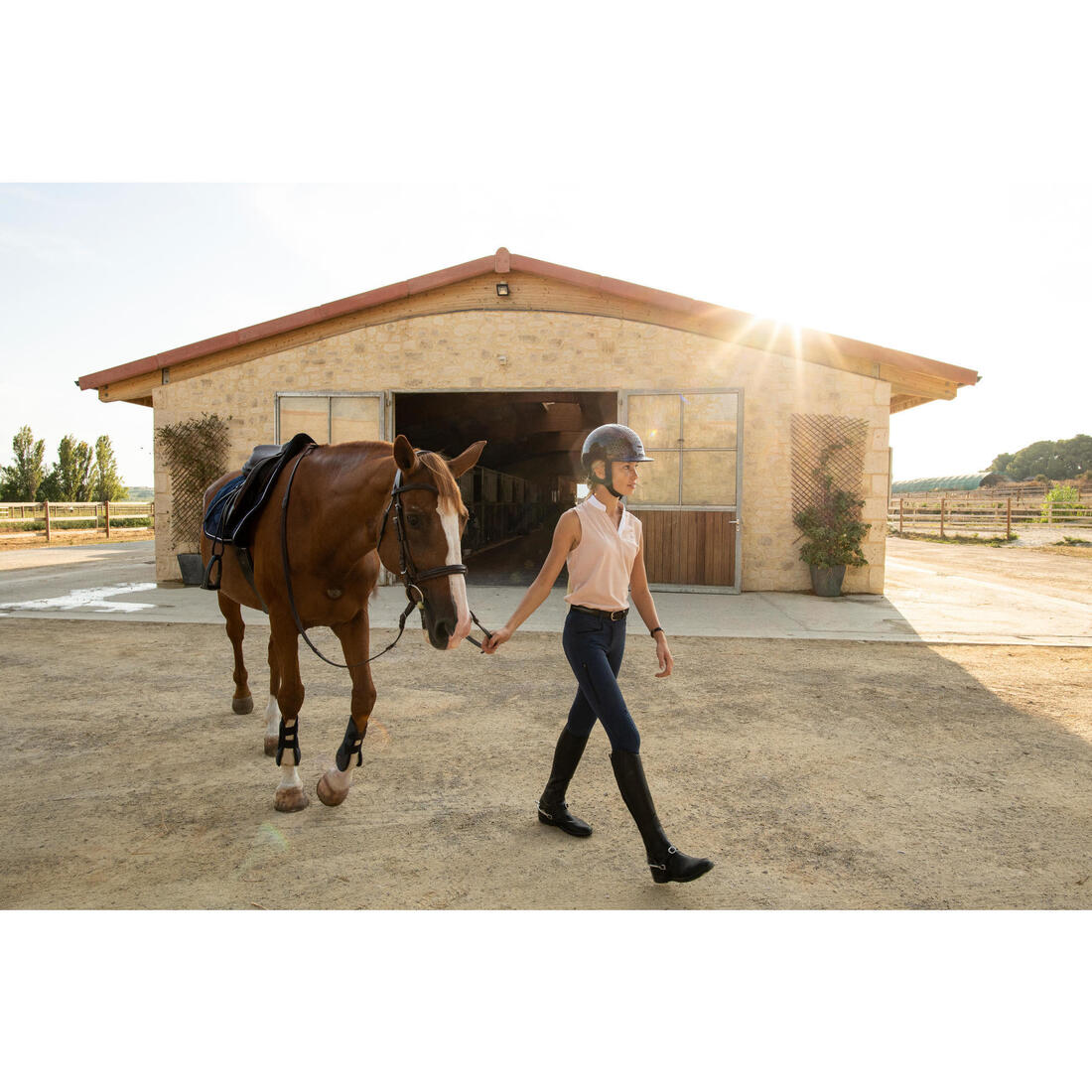 Pantalon équitation léger fullgrip Femme - 580 terracotta
