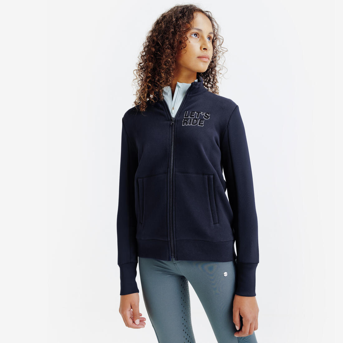 Sweat zippé équitation enfant 500 Marine