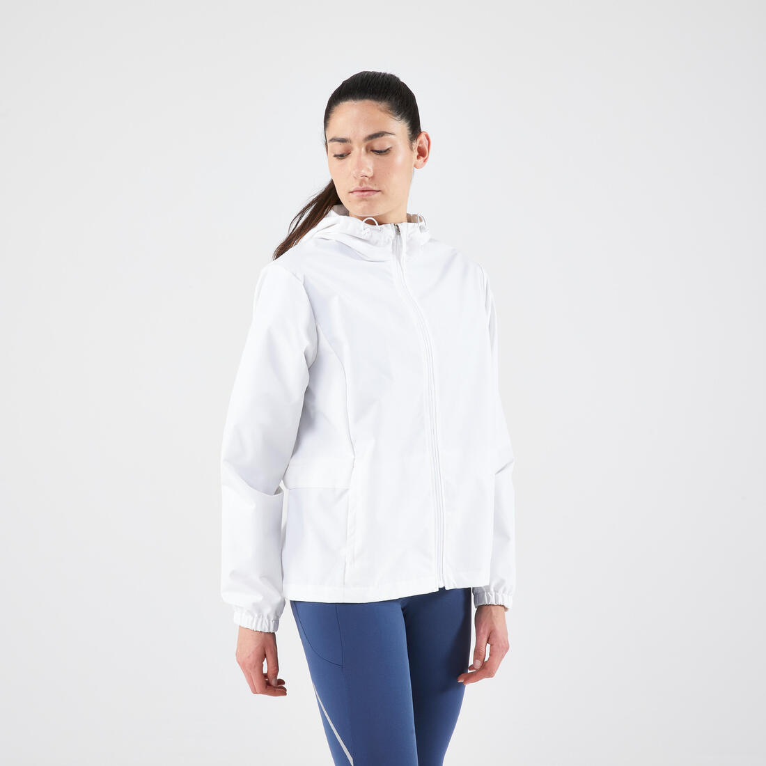 Veste imperméable de running femme - kiprun run 100 rain blanche