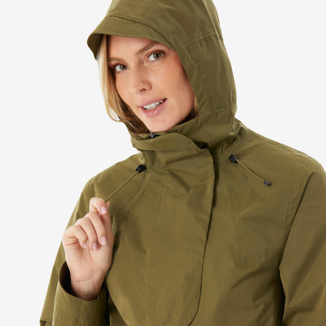 Veste longue imperméable femme, NH500